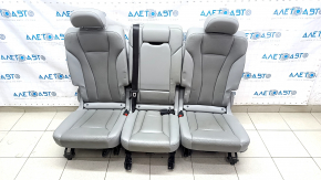 Rear row of seats 2nd row Audi Q7 16 - grey leather, perforated, dented leather, needs cleaning, scratches, worn