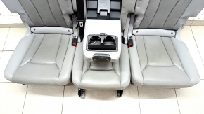 Rear row of seats 2nd row Audi Q7 16 - grey leather, perforated, dented leather, needs cleaning, scratches, worn