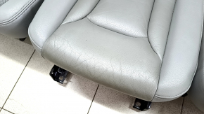 Rear row of seats 2nd row Audi Q7 16 - grey leather, perforated, dented leather, needs cleaning, scratches, worn