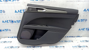 Door trim card rear right Ford Fusion mk5 17-20 black with black insert cloth, armrest leather, molding gray structure