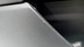 Door trim card rear left Ford Fusion mk5 17-20 black with gray insert, cloth, leather armrest, gray molding, scratches, missing plug