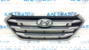 Radiator grill assembly Hyundai Tucson 16-18 black with emblem, scratches, sand