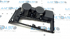 Center console trim with cup holders Hyundai Tucson 16-18 black, gray insert, bumpers