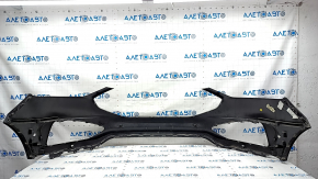 Front bare bumper Ford Edge 19 - for parking sensors, without towing hook, black, non-factory holes, rubbed