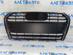 Radiator grille assembly Audi A4 B9 17-19 without emblem, without parking sensors light chrome