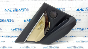 Door trim card rear left BMW 3 F30 12-18 black, wood trim, beige leather insert, with gray molding and backlight, dent