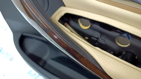 Door trim card front right BMW 3 F30 12-18 black, wood trim, beige leather insert, with gray molding and backlight, scratches