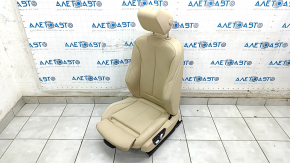 Driver's seat BMW 3 F30 12-18 with airbag, electric with memory, beige leather, cracks, scratches, dry cleaning