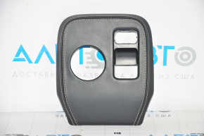 Ford Mustang Mach-E 21-23 gear shifter cover, black leather with gray stitching, minor abrasions