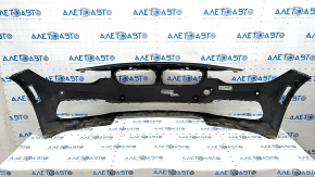 Bare front bumper BMW 3 F30 16-18 Basis, black, pressed, scratches, sand, non-factory holes