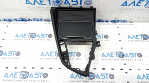 Center console trim with cup holders BMW 3 F30 16-18 black, with cigarette lighter, chrome finish
