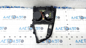 Center console trim with cup holders BMW 3 F30 16-18 black, with cigarette lighter, chrome finish