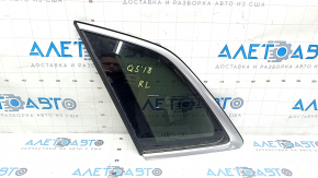 Rear left blind window glass Audi Q5 80A 18- with chrome molding, scratches on chrome, seal defect
