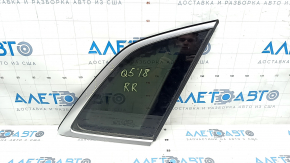 Window blind glass rear right Audi Q5 80A 18- with chrome molding, scratches on chrome, seal defect