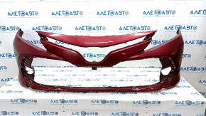 Front bare bumper Toyota Camry v70 18-20 LE\XLE for parking sensors, red, torn, dented, scratches, broken fasteners
