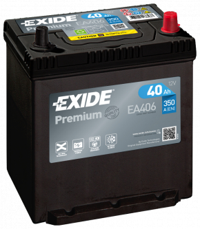 Battery 12v TOYOTA PRIUS 20 04-09 40Ah 350A Asia +-Reverse EXIDE