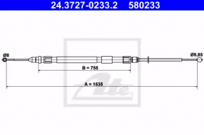 Parking brake cable BMW 335i e92 07-13 ATE
