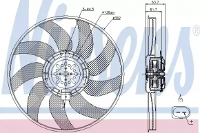 Cooling fan left Audi Q5 8R 09-17 2.0T, hybrid large NISSENS