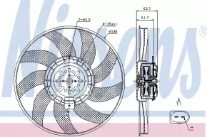Cooling fan right Audi Q5 8R 09-17 2.0T, hybrid small NISSENS