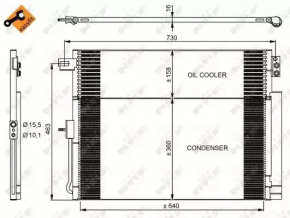 Air conditioning radiator condenser with cooling automatic transmission Jeep Grand Cherokee WK2 11-21 3.6 NRF