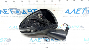 Side mirror right Hyundai Sonata 20- 8 pins, turn signal, heated, BSM, graphite, no cover, no mirror, broken turn signal, crack, saw cut