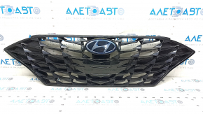 Radiator grill with emblem Hyundai Sonata 20-22 SEL, SEL Plus, Limited without parking sensors, under radar, black gloss, sand