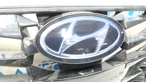 Radiator grill with emblem Hyundai Sonata 20-22 SEL, SEL Plus, Limited without parking sensors, under radar, black gloss, sand