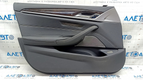 Door trim card front left BMW 5 G30 17-23 harman/kardon, black leather, scratches, broken fastener