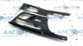 Center console trim BMW 5 G30 17-23 black gloss, wood, scratches