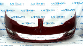 Bare front bumper Lincoln MKZ 13-16 without parking sensors, red, cracks, no fragments, broken fasteners, scratches