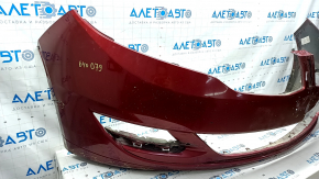 Bare front bumper Lincoln MKZ 13-16 without parking sensors, red, cracks, no fragments, broken fasteners, scratches