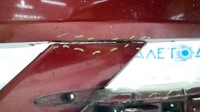 Bare front bumper Lincoln MKZ 13-16 without parking sensors, red, cracks, no fragments, broken fasteners, scratches