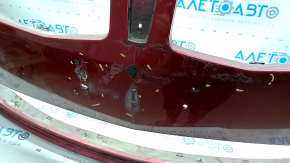 Bare front bumper Lincoln MKZ 13-16 without parking sensors, red, cracks, no fragments, broken fasteners, scratches