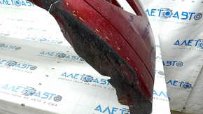 Bare front bumper Lincoln MKZ 13-16 without parking sensors, red, cracks, no fragments, broken fasteners, scratches