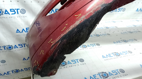 Bare front bumper Lincoln MKZ 13-16 without parking sensors, red, cracks, no fragments, broken fasteners, scratches