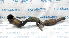 Intake pipe with catalytic converters VW Tiguan 18- fwd with bracket, with lambda probe, edges torn off, rusty, mesh torn off