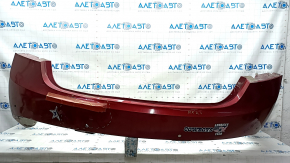Rear bumper bare Lincoln MKZ 13-16 upper part for parking sensors, red, broken fasteners, cracks