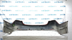 Rear bumper bare Lincoln MKZ 13-16 upper part for parking sensors, red, broken fasteners, cracks