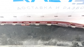 Rear bumper bare Lincoln MKZ 13-16 upper part for parking sensors, red, broken fasteners, cracks
