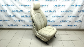 Passenger seat Lincoln MKZ 13-16 without airbag, electric, heated, beige leather, dented leather, for cleaning