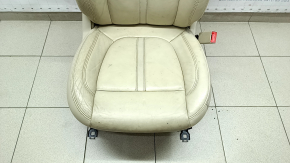 Passenger seat Lincoln MKZ 13-16 without airbag, electric, heated, beige leather, dented leather, for cleaning