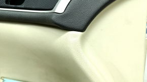 Door trim card front left Lincoln MKZ 13-16 beige, armrest leather, wood insert, dents, for cleaning