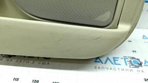Door trim card front left Lincoln MKZ 13-16 beige, armrest leather, wood insert, dents, for cleaning