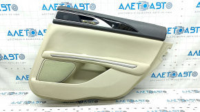 Door trim card rear right Lincoln MKZ 13-16 beige leather, armrest leather, insert wood gloss, scratches