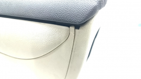Central console armrest and cup holders Lincoln MKZ 13-16 beige leather, scratches, broken fastening, fractures
