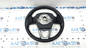 Bare steering wheel Audi Q5 80A 18-20 leather, black, with petals, scratches, torn fasteners, dents, worn pad
