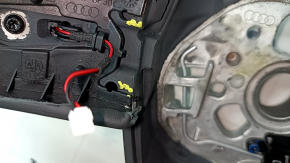 Bare steering wheel Audi Q5 80A 18-20 leather, black, with petals, scratches, torn fasteners, dents, worn pad
