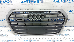 Radiator grill Audi Q5 80A 18-20 complete, with emblems, chrome, without parking sensors, dent, sand, bumps