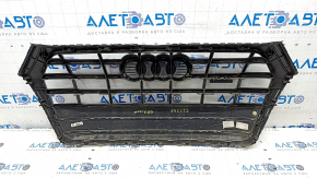 Radiator grill Audi Q5 80A 18-20 complete, with emblems, chrome, without parking sensors, dent, sand, bumps