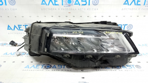 Front right headlight complete Nissan Rogue 21-23 LED SL, SV, Japan built, broken housing and mounts, cracks on glass, sand
